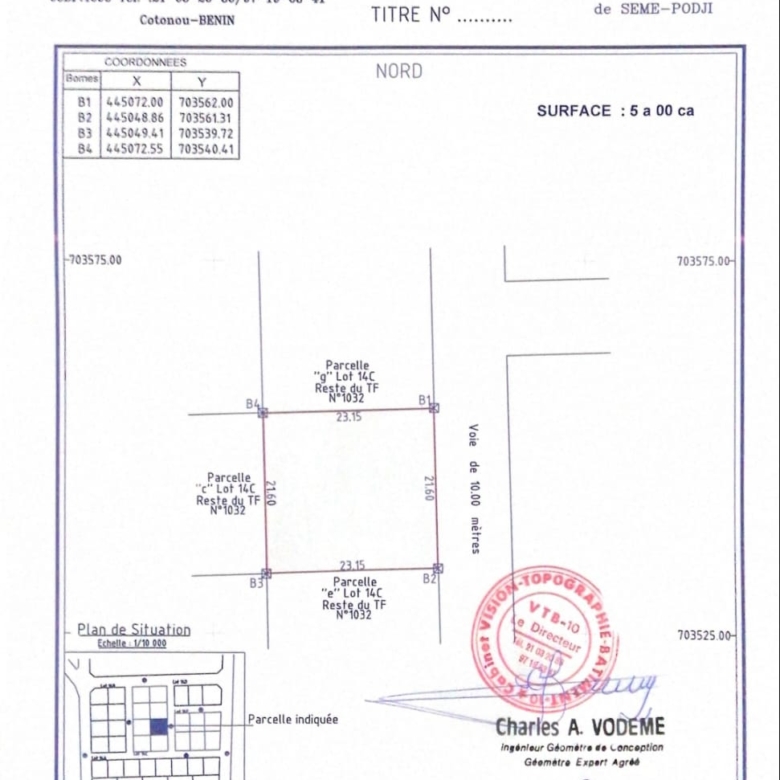 PARCELLES A VENDRE A COTONOU