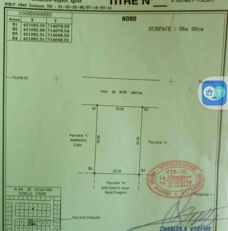 Parcelle à vendre à Abomey-calavi Ouedo