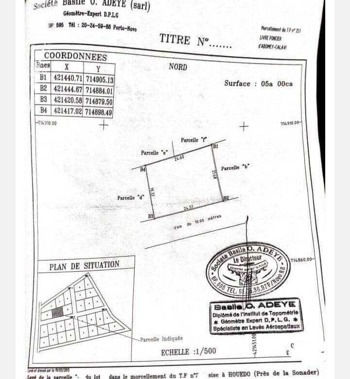 PARCELLE A VENDRE À ABOMEY-CALAVI OUEDO
