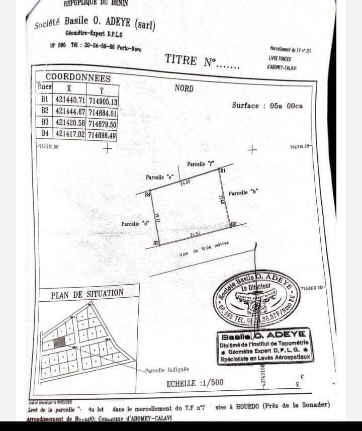 PARCELLE A VENDRE À ABOMEY-CALAVI OUEDO