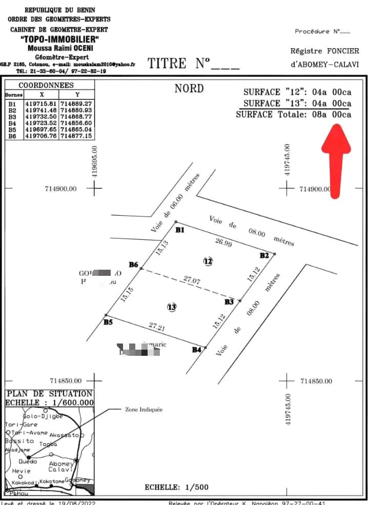 PARCELLE A VENDRE A ABOMEY-CALAVI OUEDO