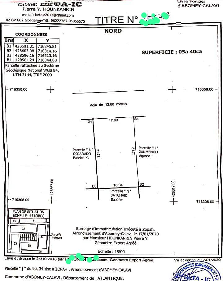 PARCELLE À VENDRE A CALAVI ARCONVILLE-ZOPAH