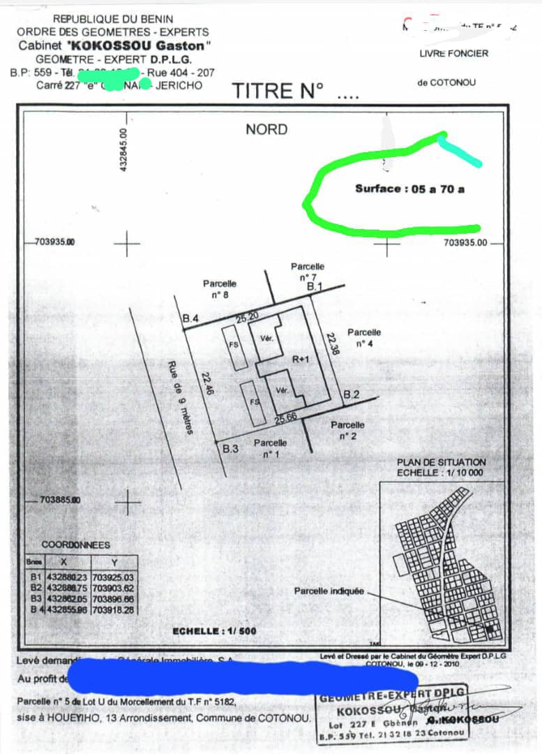 PARCELLE À VENDRE A COTONOU CITE HOUEYIHO