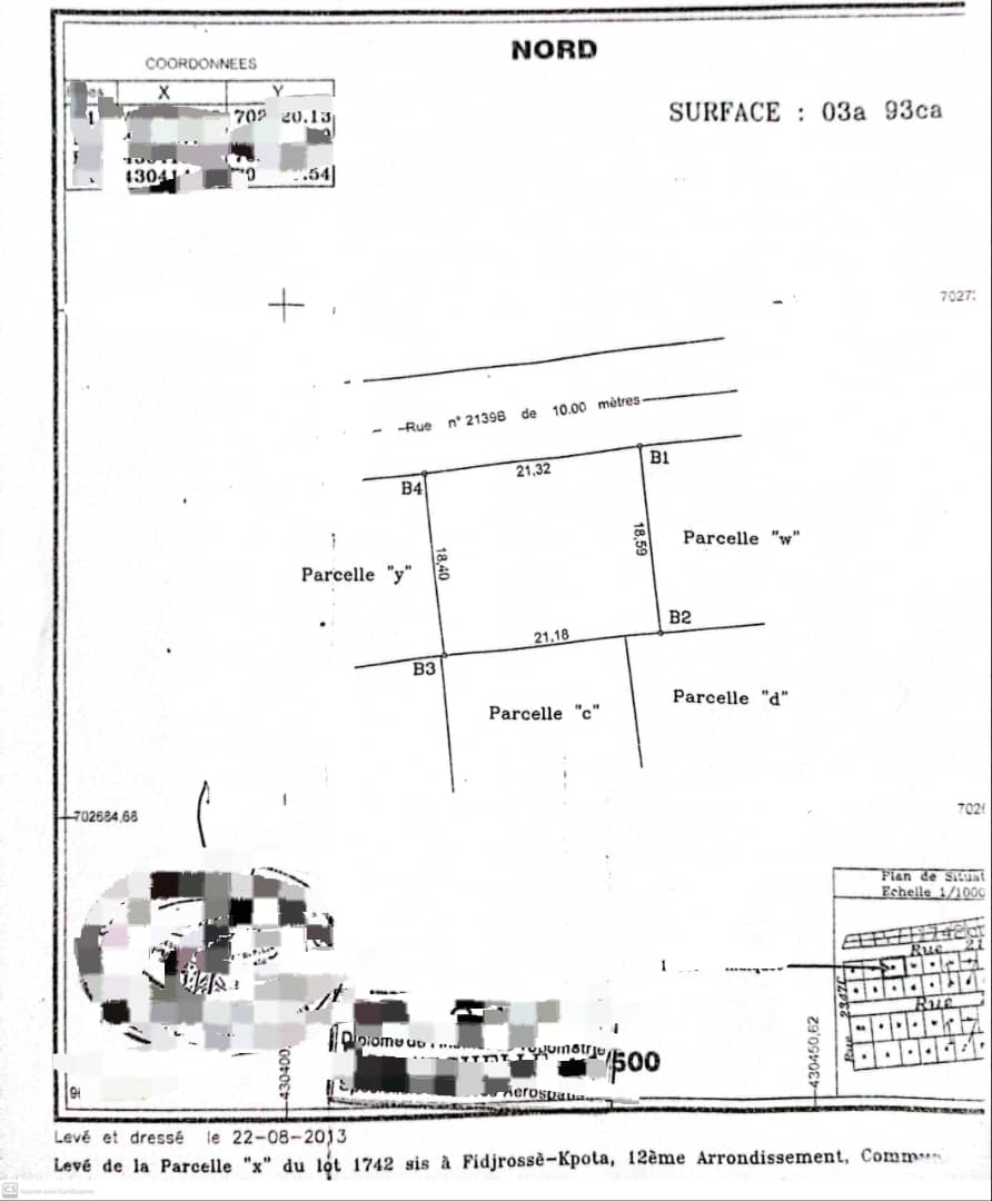 PARCELLE A VENDRE À FIDJROSSÈ CALVAIRE