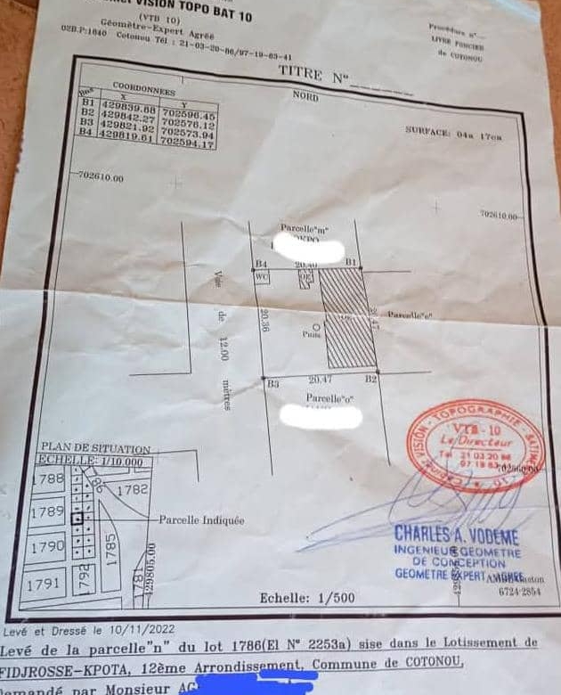 PARCELLE À VENDRE À FIDJROSSÈ HOUÉNOUSSOU