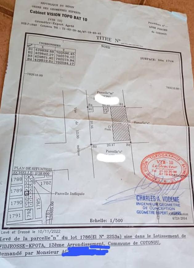 PARCELLE À VENDRE À FIDJROSSÈ HOUÉNOUSSOU
