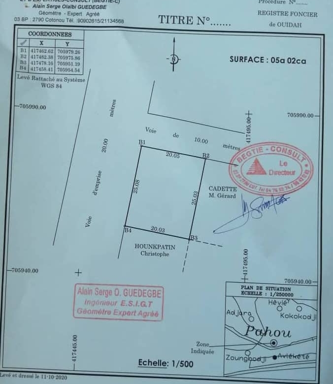 PARCELLE CLÔTURÉE À VENDRE A COCOCODJI BAZOUNKPA