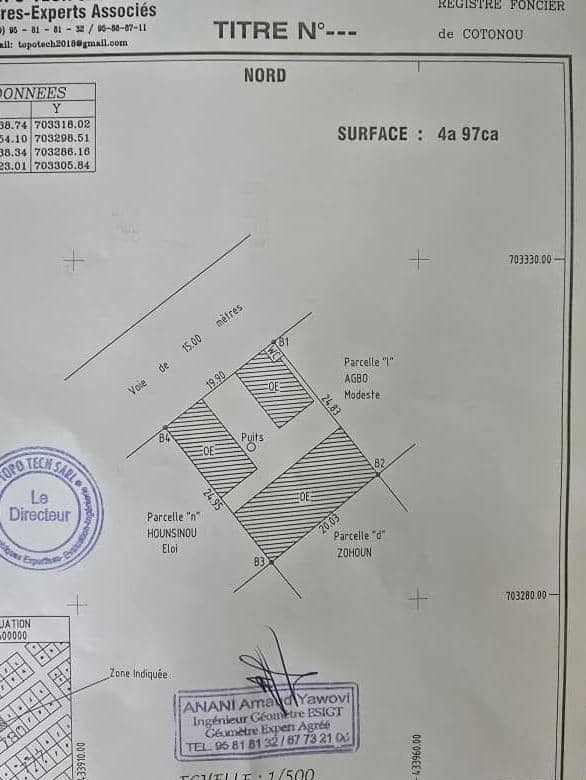 Parcelle à vendre à Cotonou Cadjehoun