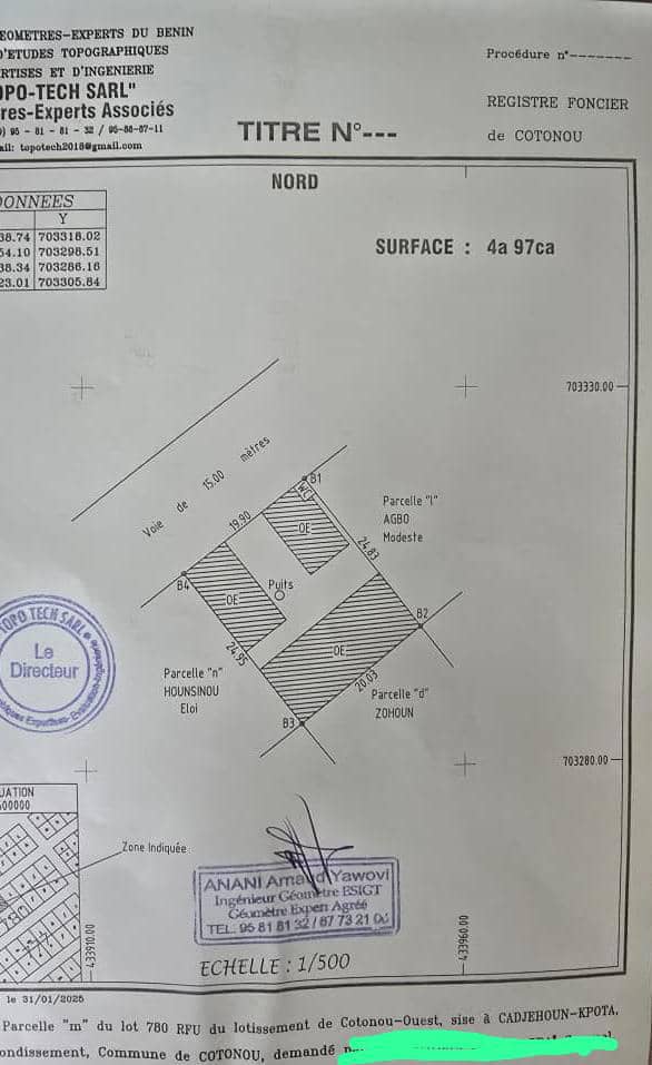 Parcelle à vendre à Cotonou Cadjehoun