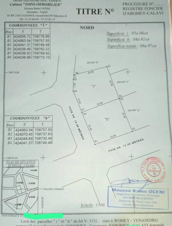 Parcelle à vendre à Godomey Togoudo Yenandjro