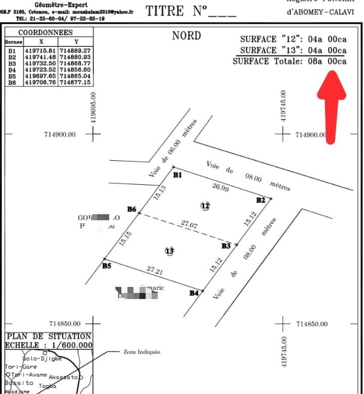 Parcelles à vendre à Abomey-calavi, Ouedo