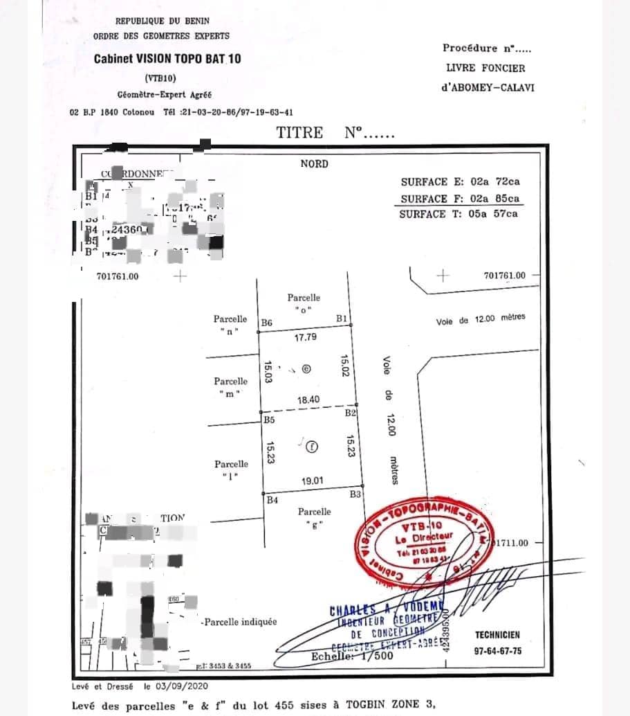 Parcelles à vendre à Fidjrossè Togbin zone 3
