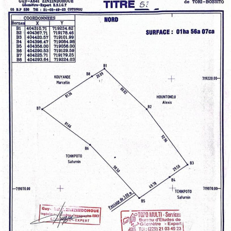 Domaine à vendre à Tori-Bossito quartier Todo avec titre foncier personnel