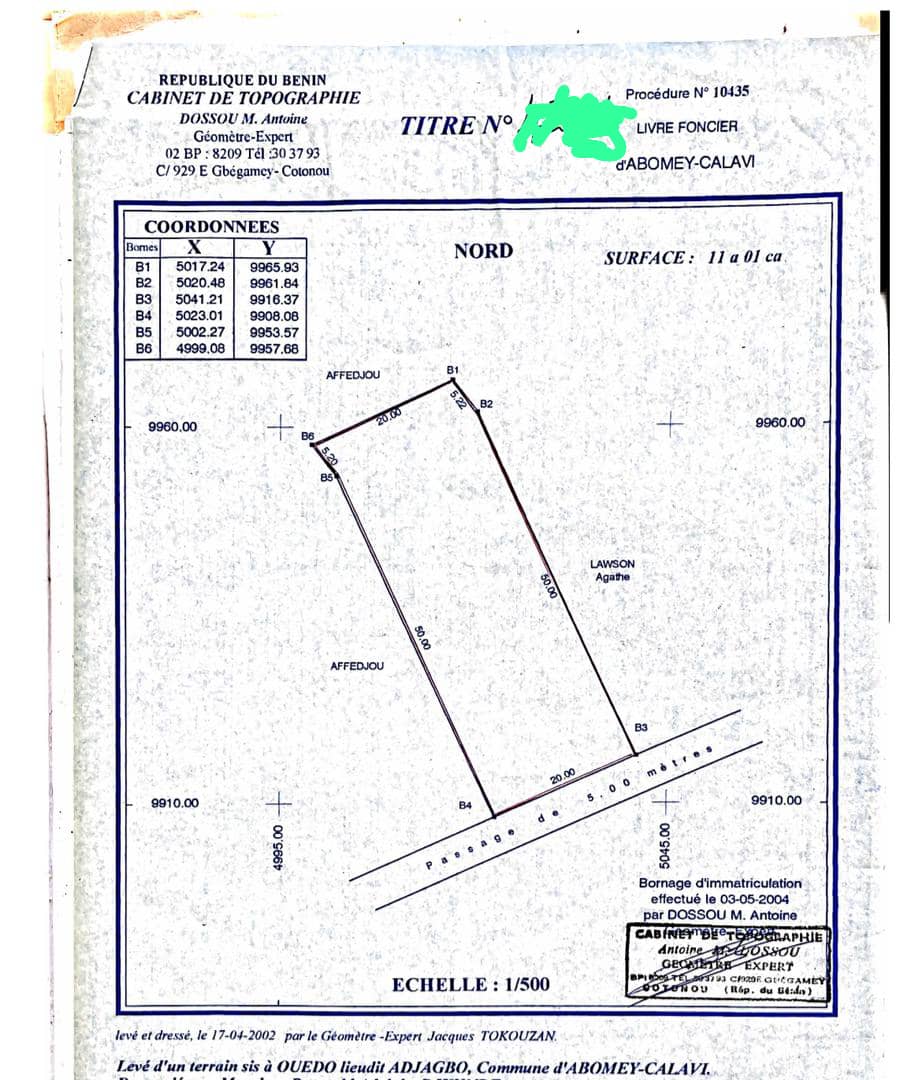 PARCELLE A VENDRE A ABOMEY-CALAVI AHOSSOUGBETA