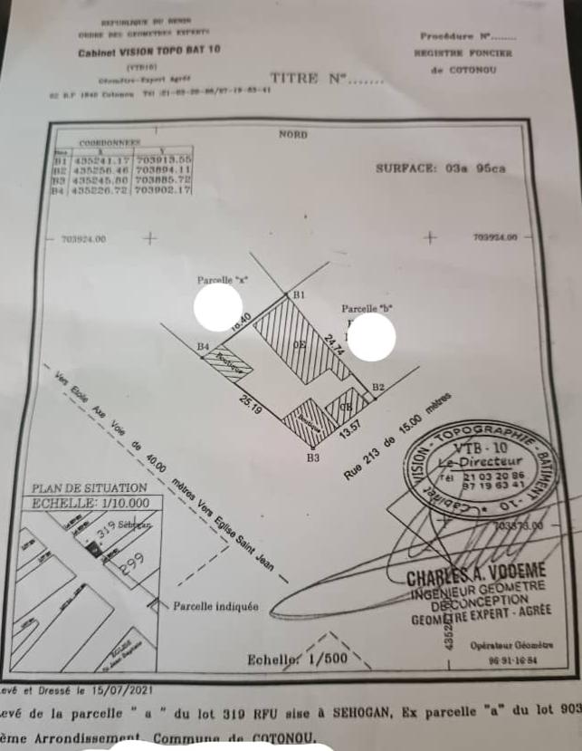 PARCELLE À VENDRE EN ANGLE DE RUE A COTONOU SAINT JEAN