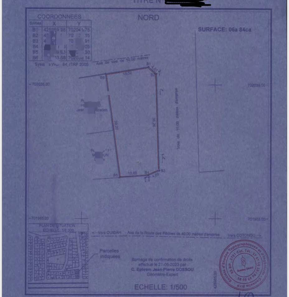 PARCELLES À VENDRE À FIDJROSSÈ TOGBIN PLAGE