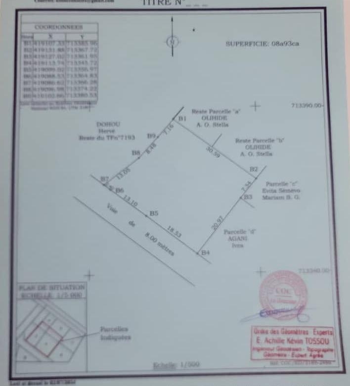 Parcelle à vendre à ABOMEY-CALAVI Ouedo, à 500m des logements sociaux Talon (Ouedo Cité Nouvelle)