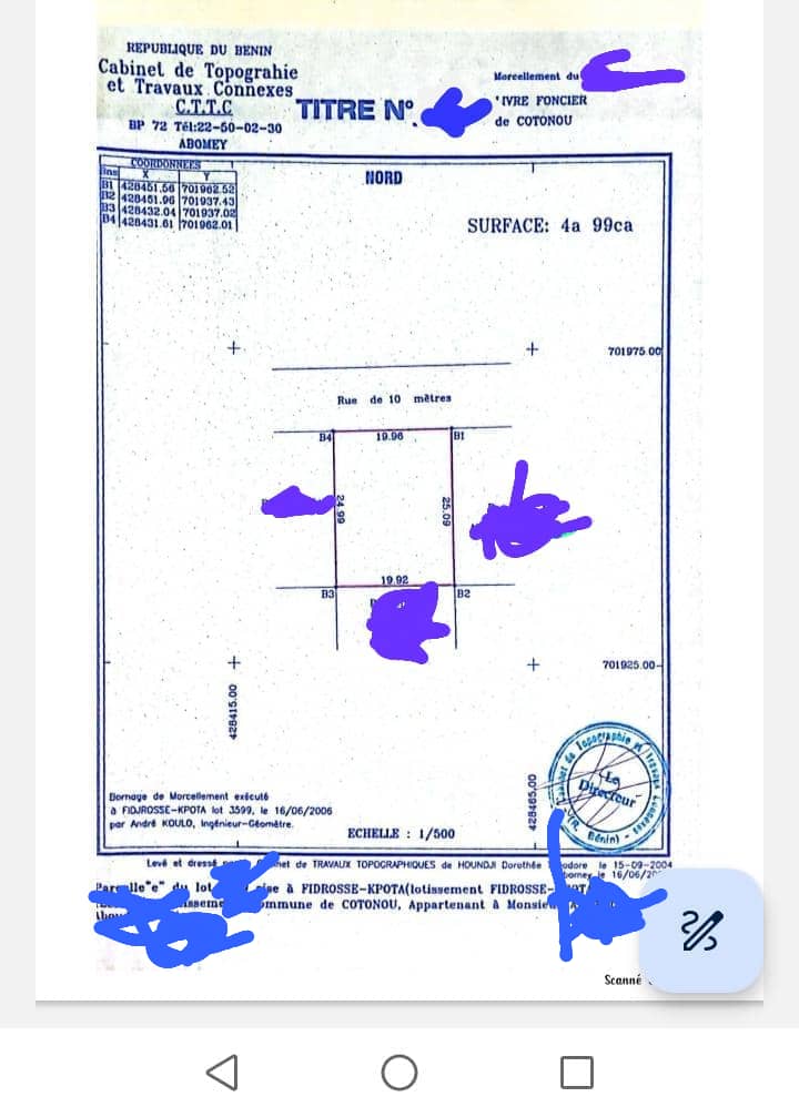 TERRAIN A VENDRE À COTONOU FIDJROSSÈ AU BORD DES PAVÉS DE LA STATION JNP (2)