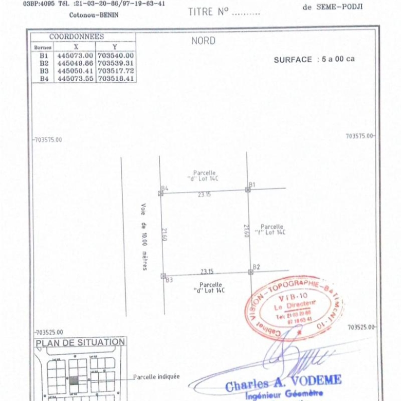 PARCELLES À VENDRE À COTONOU AKPAKPA CENSAD