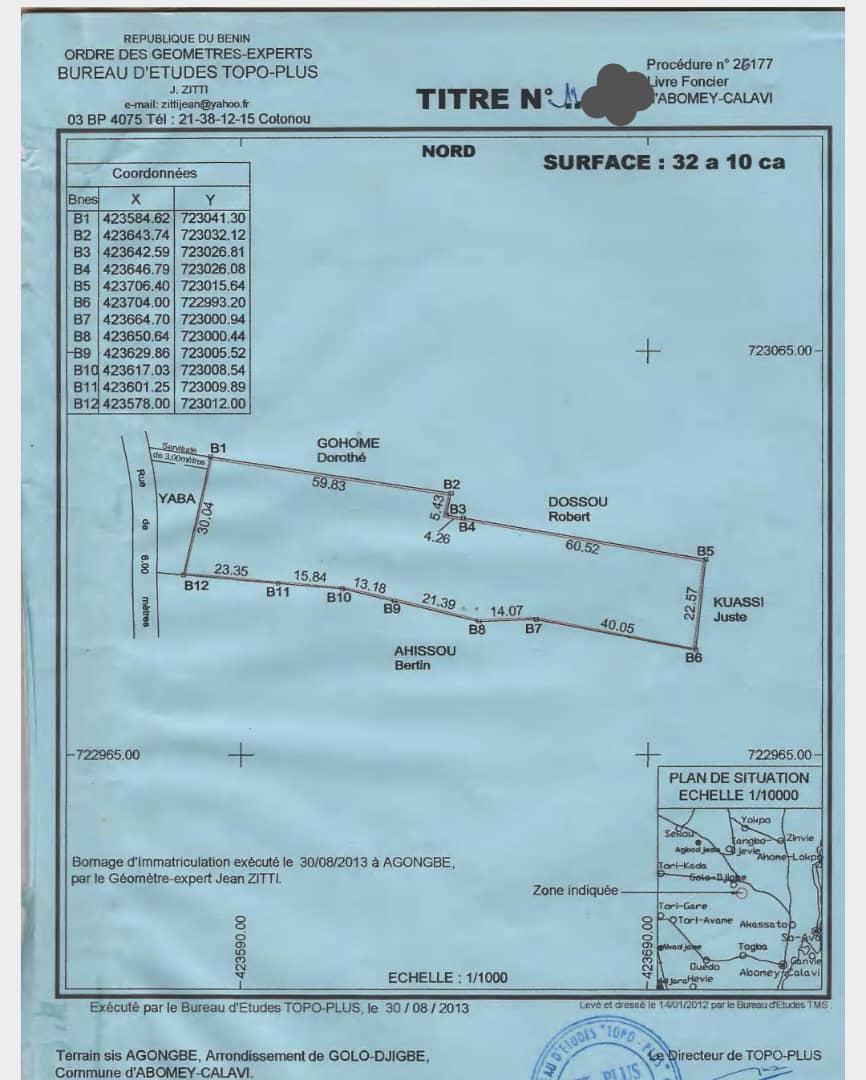 TERRAIN À VENDRE À GLO-DJIGBE