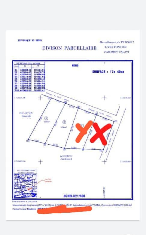 Parcelle à vendre à Abomey Calavi Togba