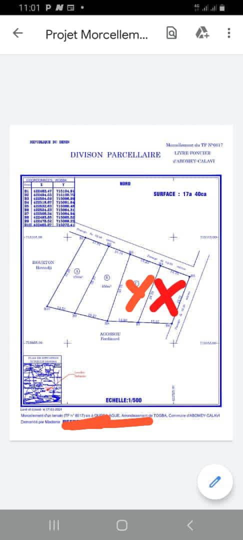 Parcelle à vendre à Abomey Calavi Togba