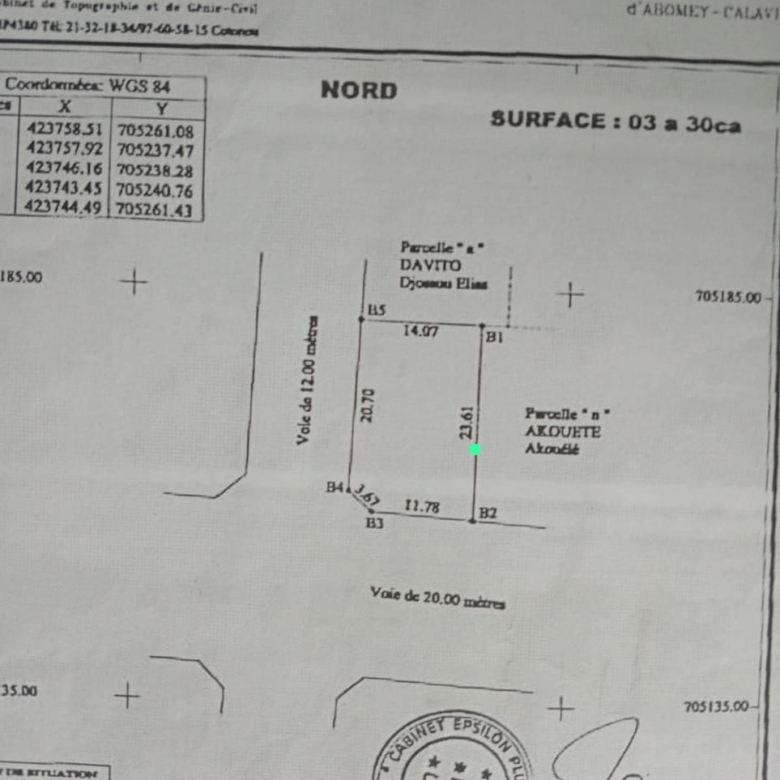 Parcelle à vendre à Godomey Lobozounkpa