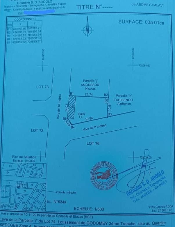 Parcelle à vendre à Godomey Sèdégbé