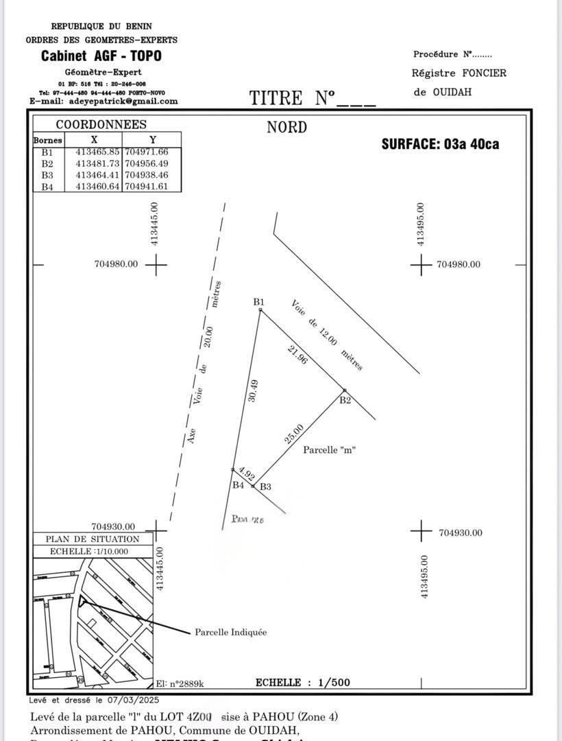 Parcelle à vendre à Pahou Zone 4