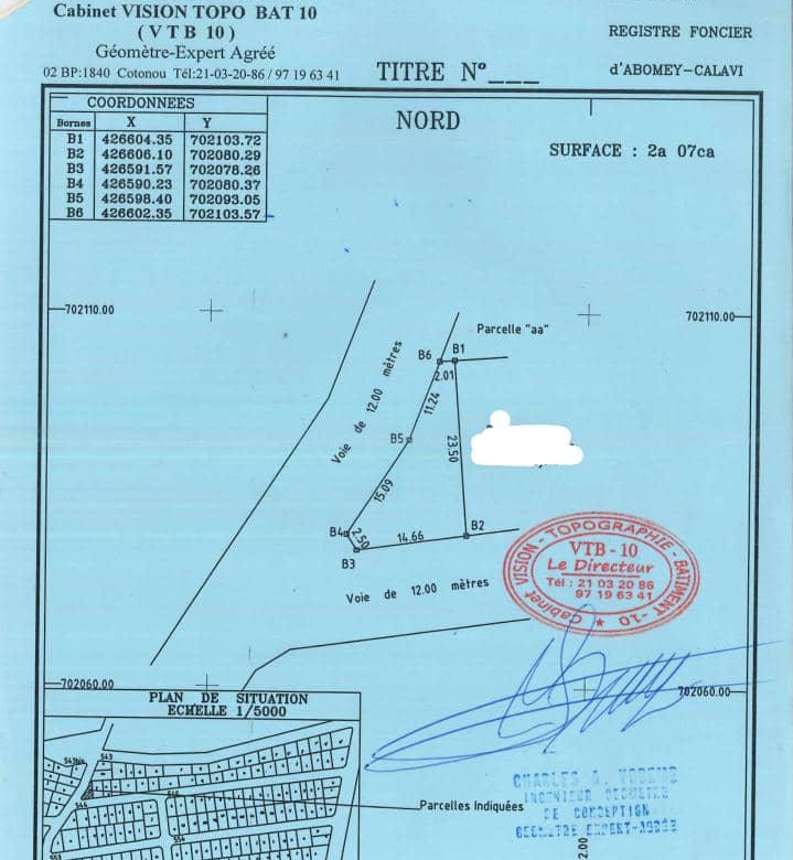 Parcelle à vendre à cotonou Fidrossè