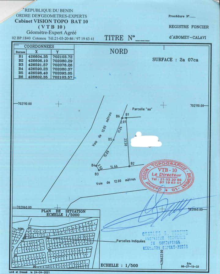 Parcelle à vendre à cotonou Fidrossè