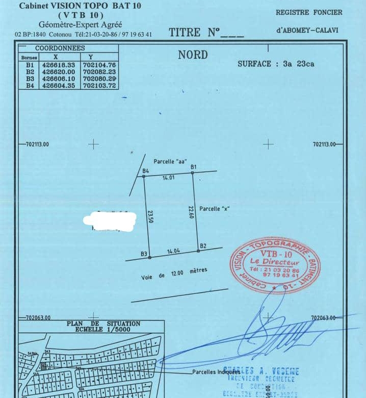 Parcelle à vendre à cotonou Fidrossè
