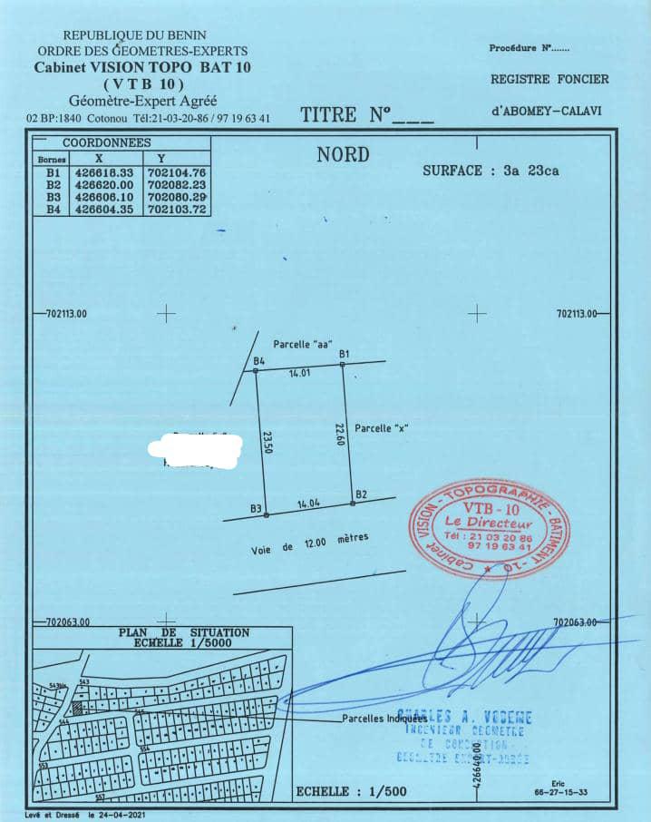 Parcelle à vendre à cotonou Fidrossè