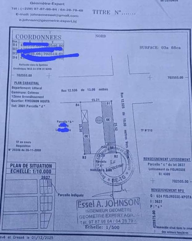 Parcelle à vendre à Cotonou Fidjrossè Plage (2)