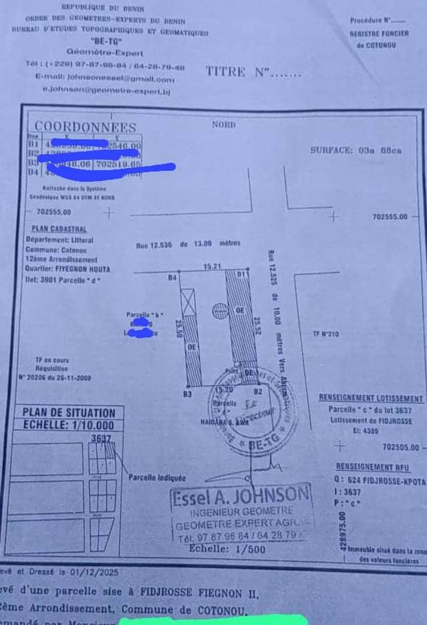 Parcelle à vendre à Cotonou Fidjrossè Plage (2)