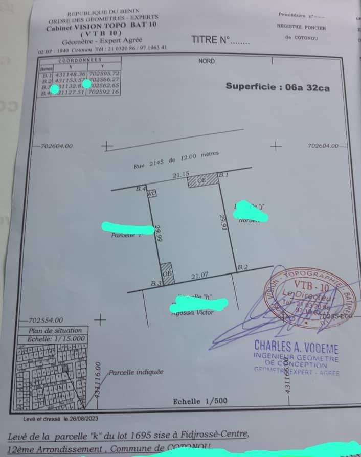 Parcelle à vendre à Cotonou Fidjrossè Plage