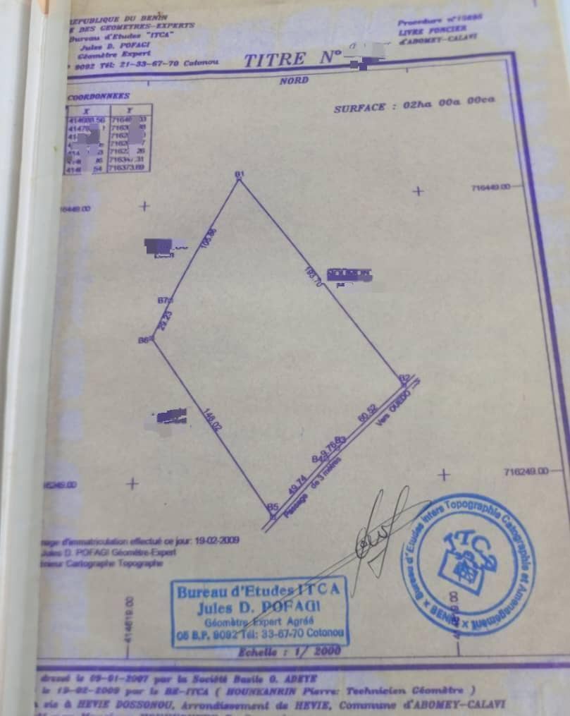 Domaine à vendre à Abomey-Calavi Hêvie Dossounou