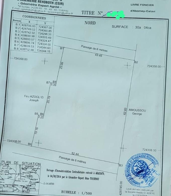 Domaine à vendre à Akassato Agassagodomey Colletin