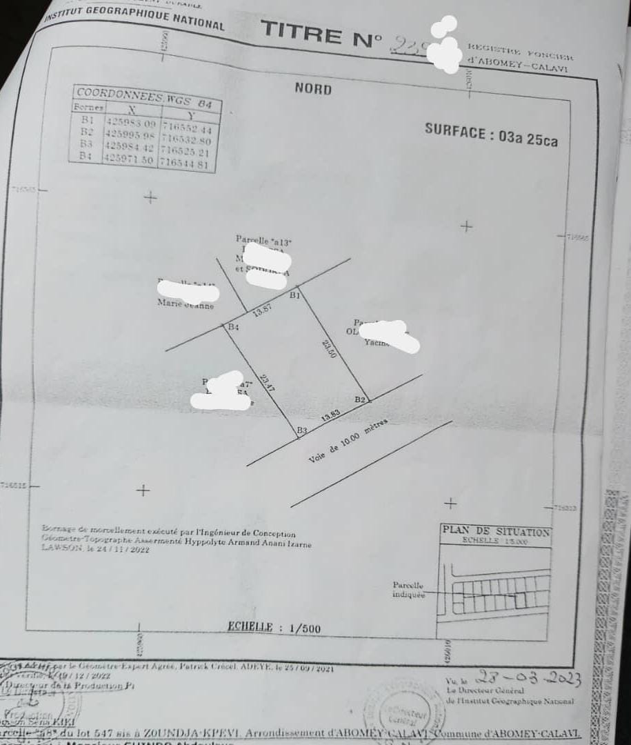 Parcelle à vendre à Abomey-Calavi Zoundja Kpevi