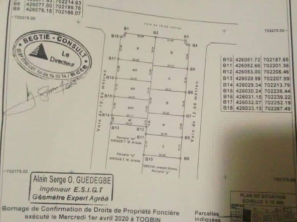 Dix parcelles à vendre à Togbin Plage