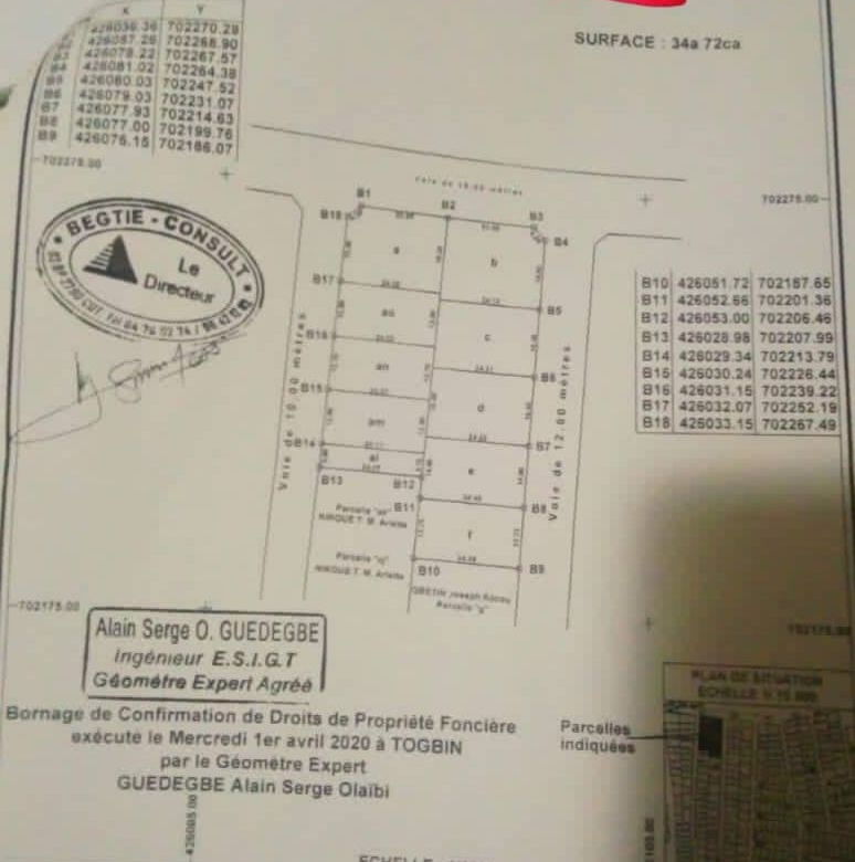 Dix parcelles à vendre à Togbin Plage