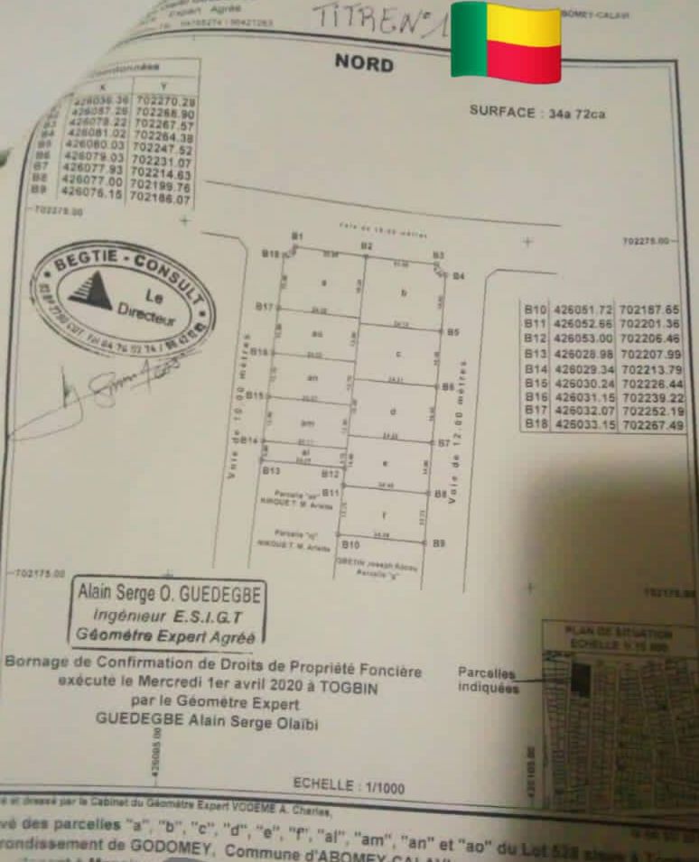 Dix parcelles à vendre à Togbin Plage