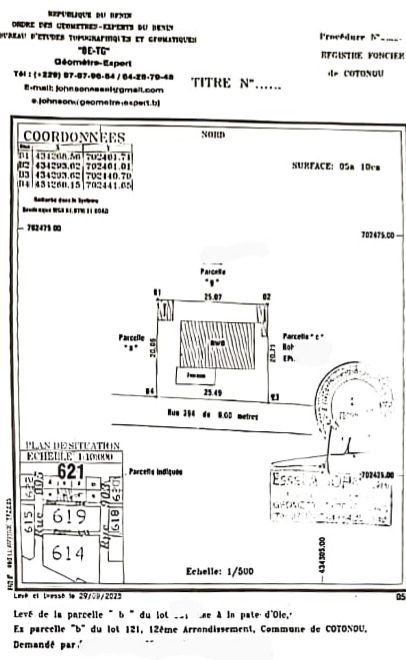 Parcelle Clôturée à vendre à Cotonou Pattes D'oies