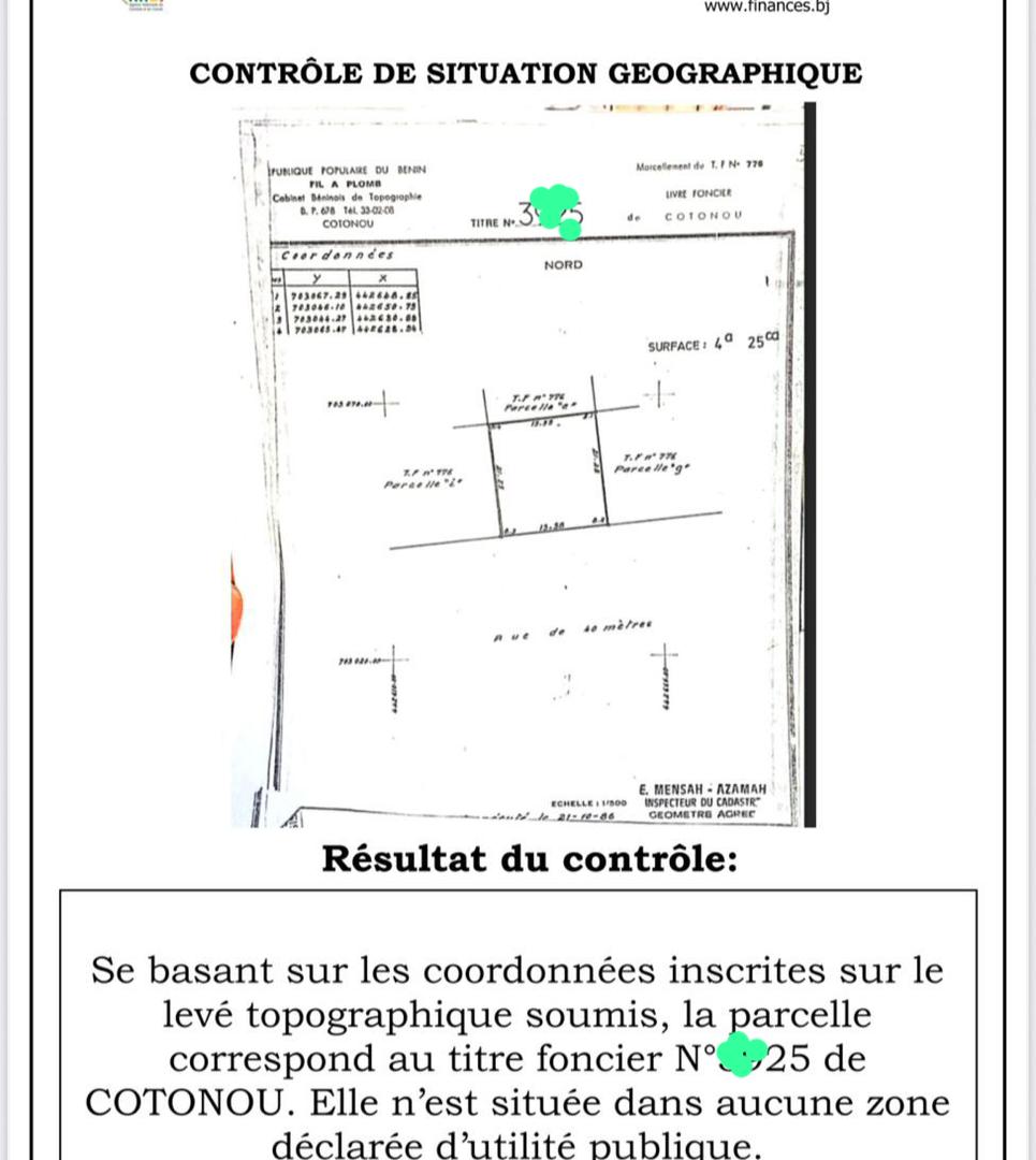 Parcelle à vendre à Cotonou Akpakpa Zone des Ambassades