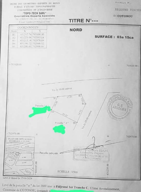 Parcelle à vendre à Cotonou Fidjrossè Centre