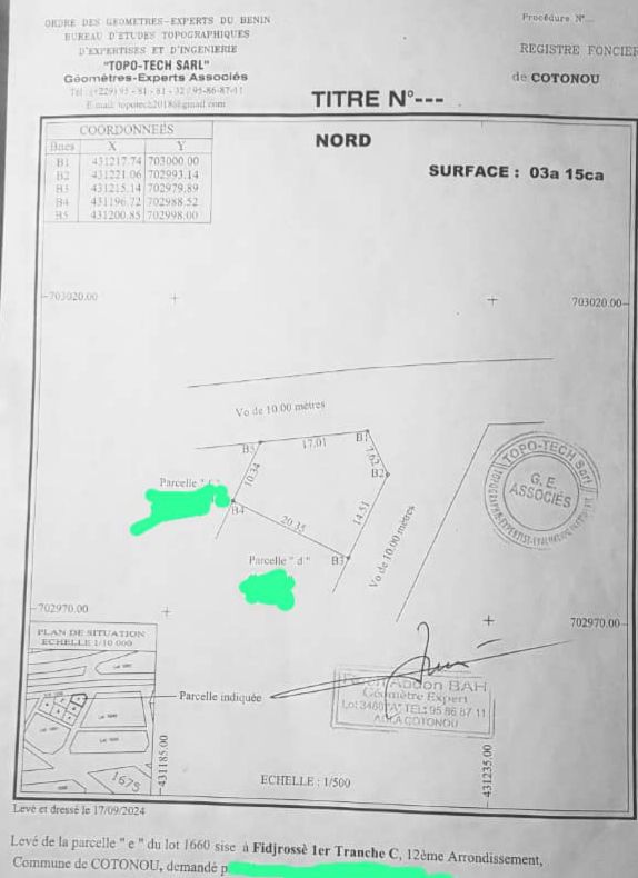 Parcelle à vendre à Cotonou Fidjrossè Centre