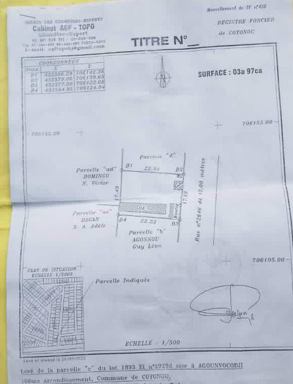 Parcelle à vendre à Cotonou Zogbo