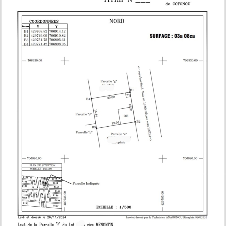 Terrain à vendre à Cotonou Mènontin