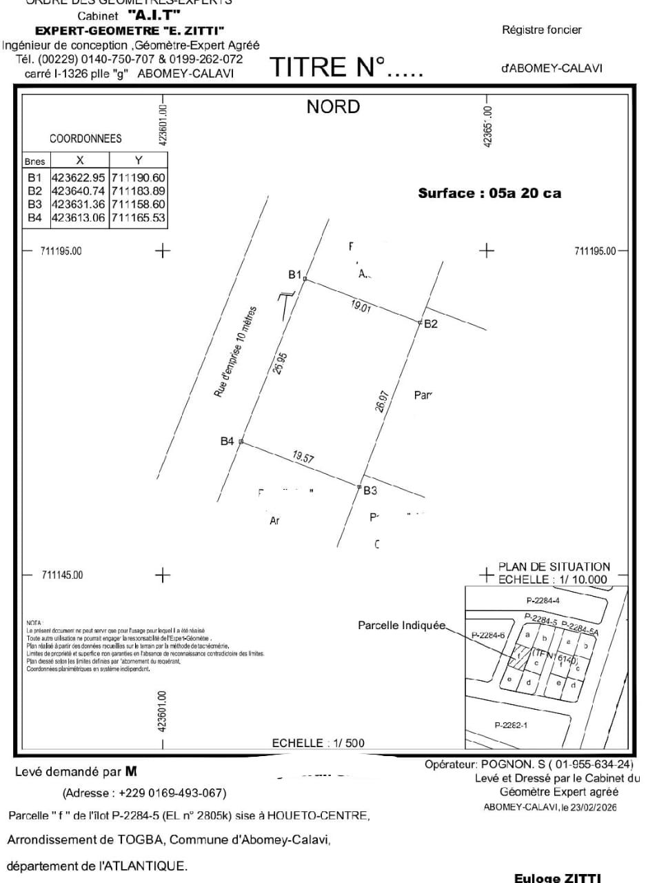 Parcelle à vendre à Abomey-Calavi Houèto