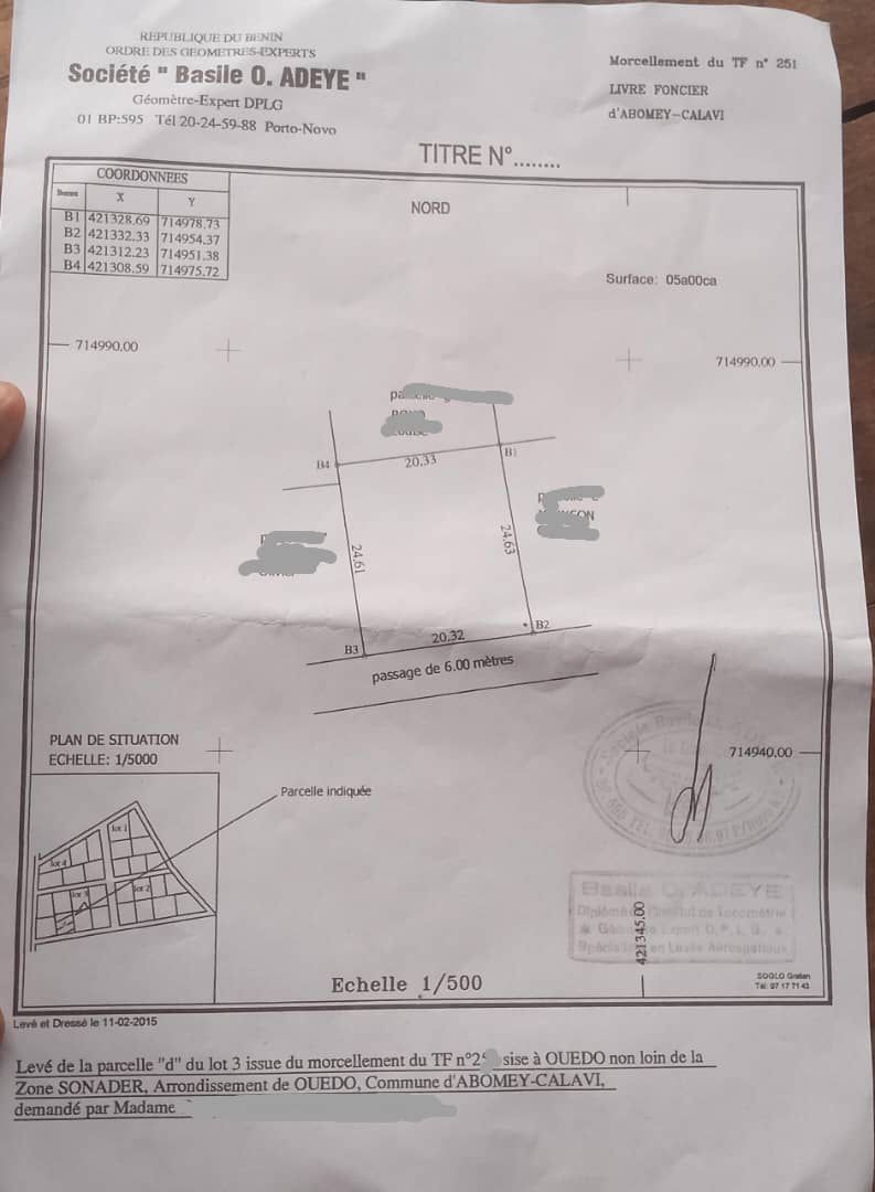 Parcelle à vendre à Abomey-Calavi Ouèdo